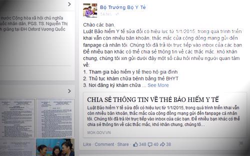 Cho dù nhận được nhiều “comment” cả ủng hộ lẫn chỉ trích, Bộ trưởng Y tế cũng đã ít nhiều cho thấy hình ảnh một chính khách trẻ trung, biết lắng nghe